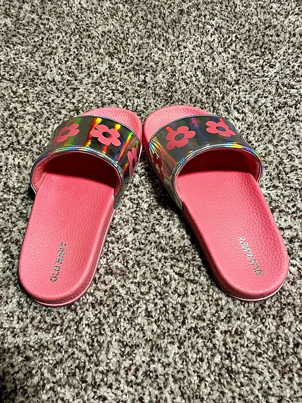 Old Navy Girls Floral Slide Sandals Pin US 1-2 Like New